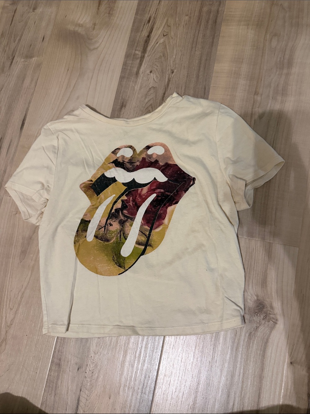 The Rolling Stones cream Cropped Tee